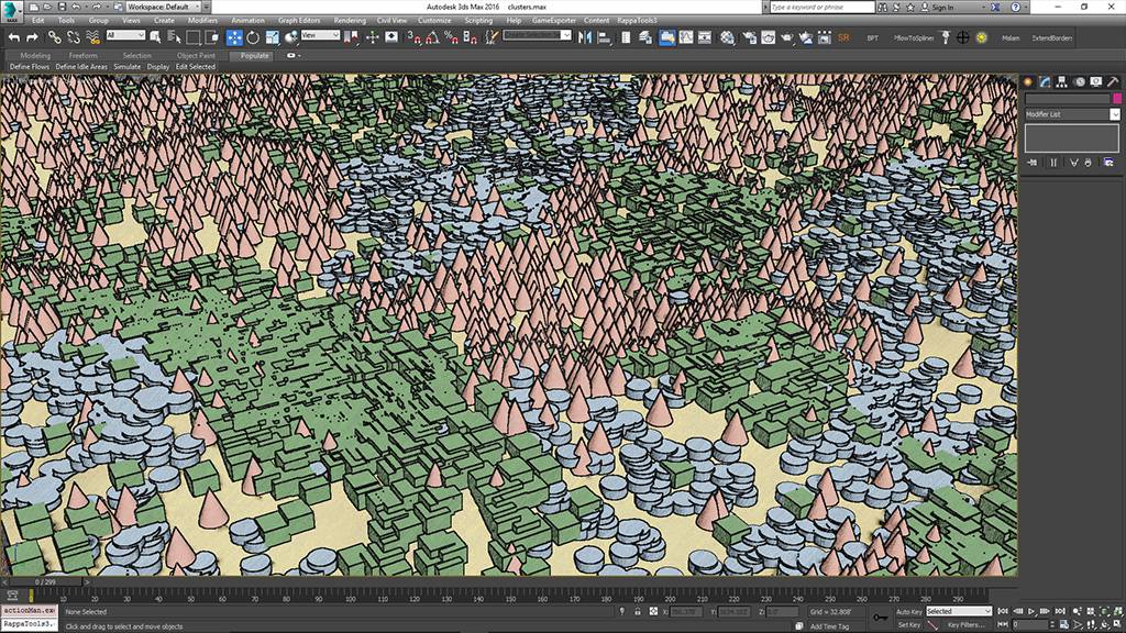 Randomize Maps, Forest Pack allows Simulate the growth patterns found in nature with Forest Pack's unique Cluster mode. Group plants of the same type together with many controls for shape, noise, and edge blur.