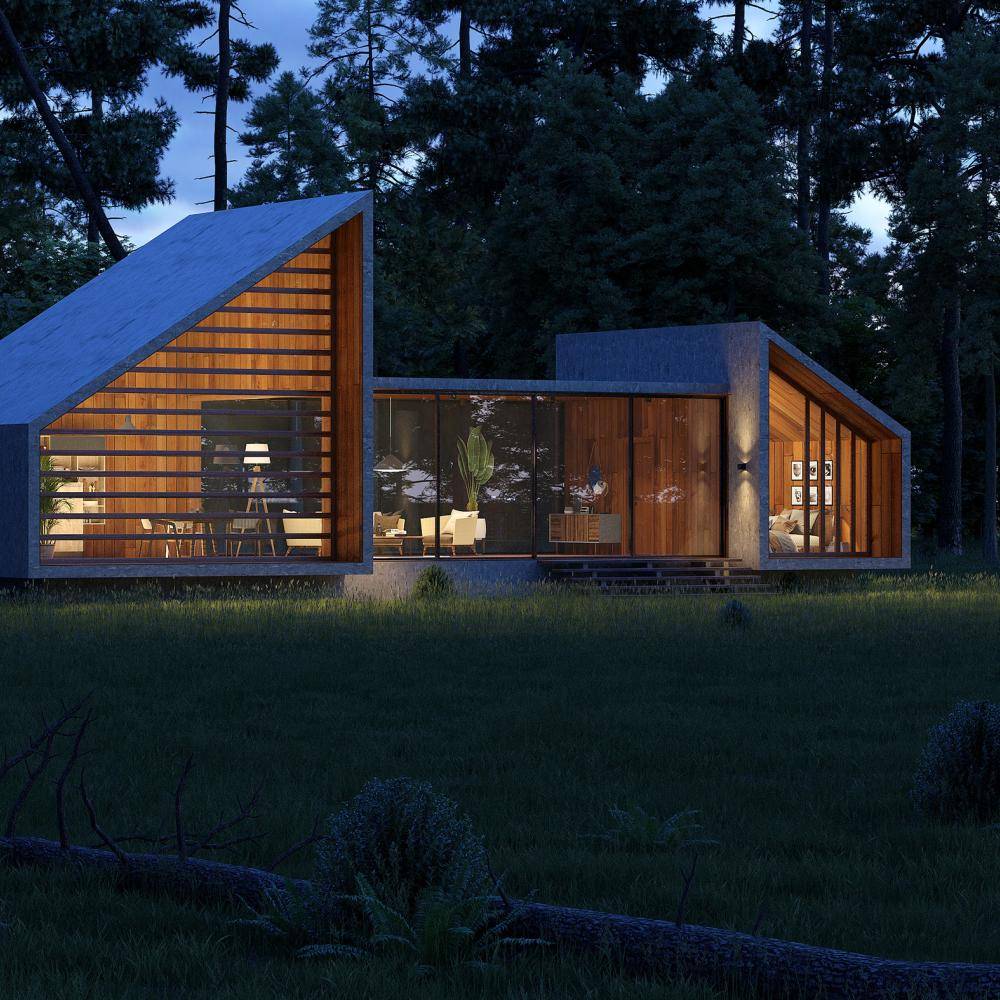 Farmhouse with vegetation