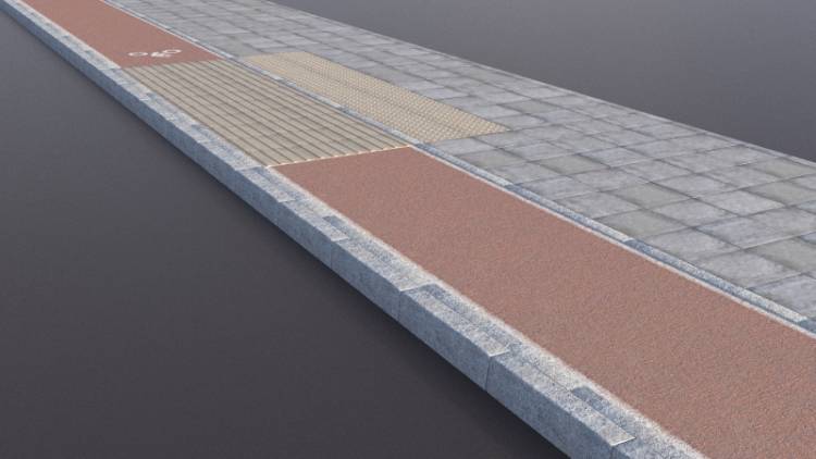 1 Flagstone Paving 2 Red Cycle Lane - Rendered Image 1