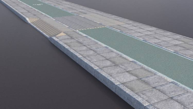 1 Flagstone Paving Green Cycle Lane - Rendered Image 1