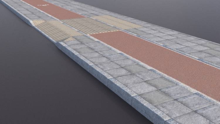 1 Flagstone Paving Red Cycle Lane - Image rendue 1