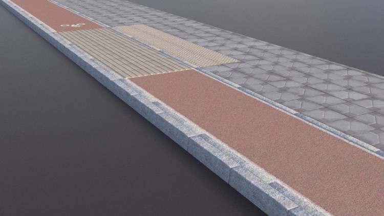 2 Pattern Paving 2 Red Cycle Lane - Rendered Image 1