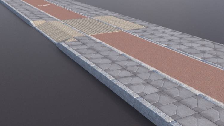 2 Pattern Paving Red Cycle Lane - Imagen renderizada 1