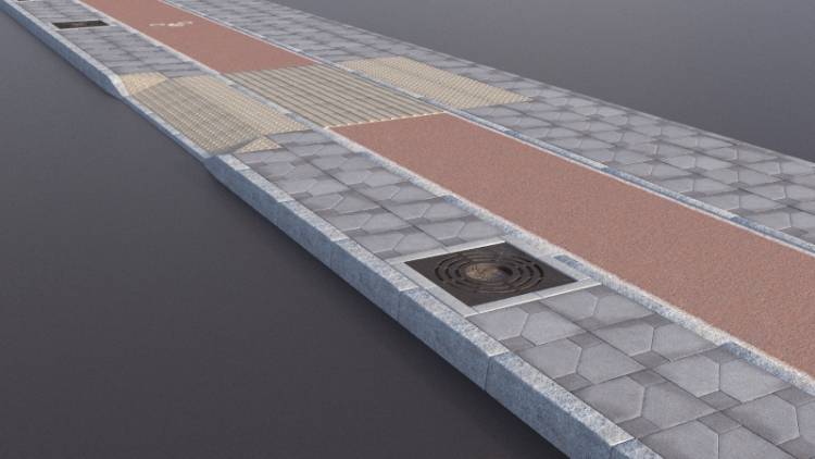 2 Pattern Paving Red Cycle Lane Basins - Imagen renderizada 1