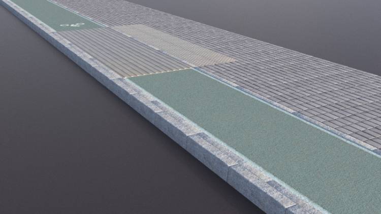 3 Small Tile 2 Green Cycle Lane - Rendered Image 1