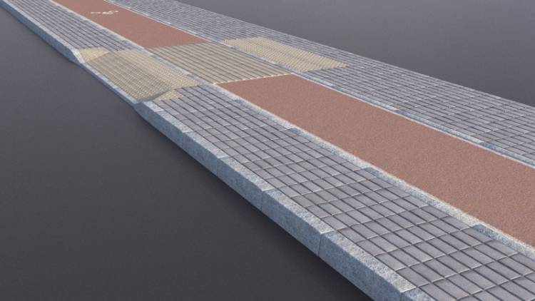 3 Small Tile Red Cycle Lane - Imagen renderizada 1
