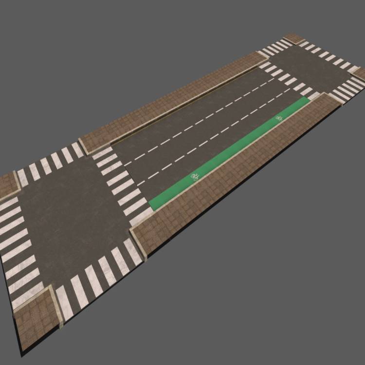 Street Road 14 - 3 Lane - Crosswalk - Imagen renderizada 1