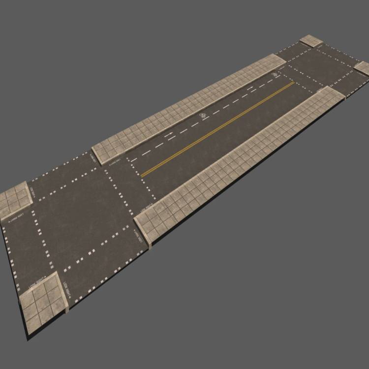 Street Road 21 Crosswalk - Bicycle Lane - Рендерированное изображение 1