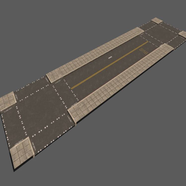 Street Road 22 Crosswalk - Bus Lane - Rendered Image 1