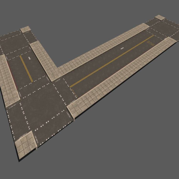 Street Road 25 Crosswalk Segment - Bus Lane - Image rendue 1
