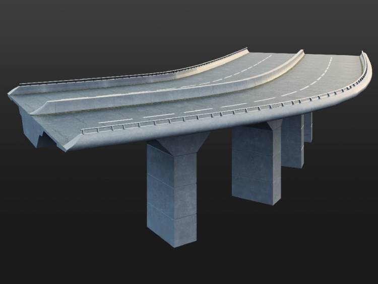 Higway Bridge double way double line - Rendered Image 1