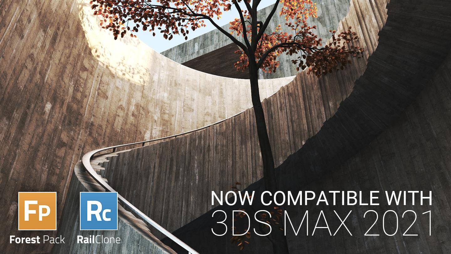 RailClone and Forest Pack now compatible with 3ds Max 2021