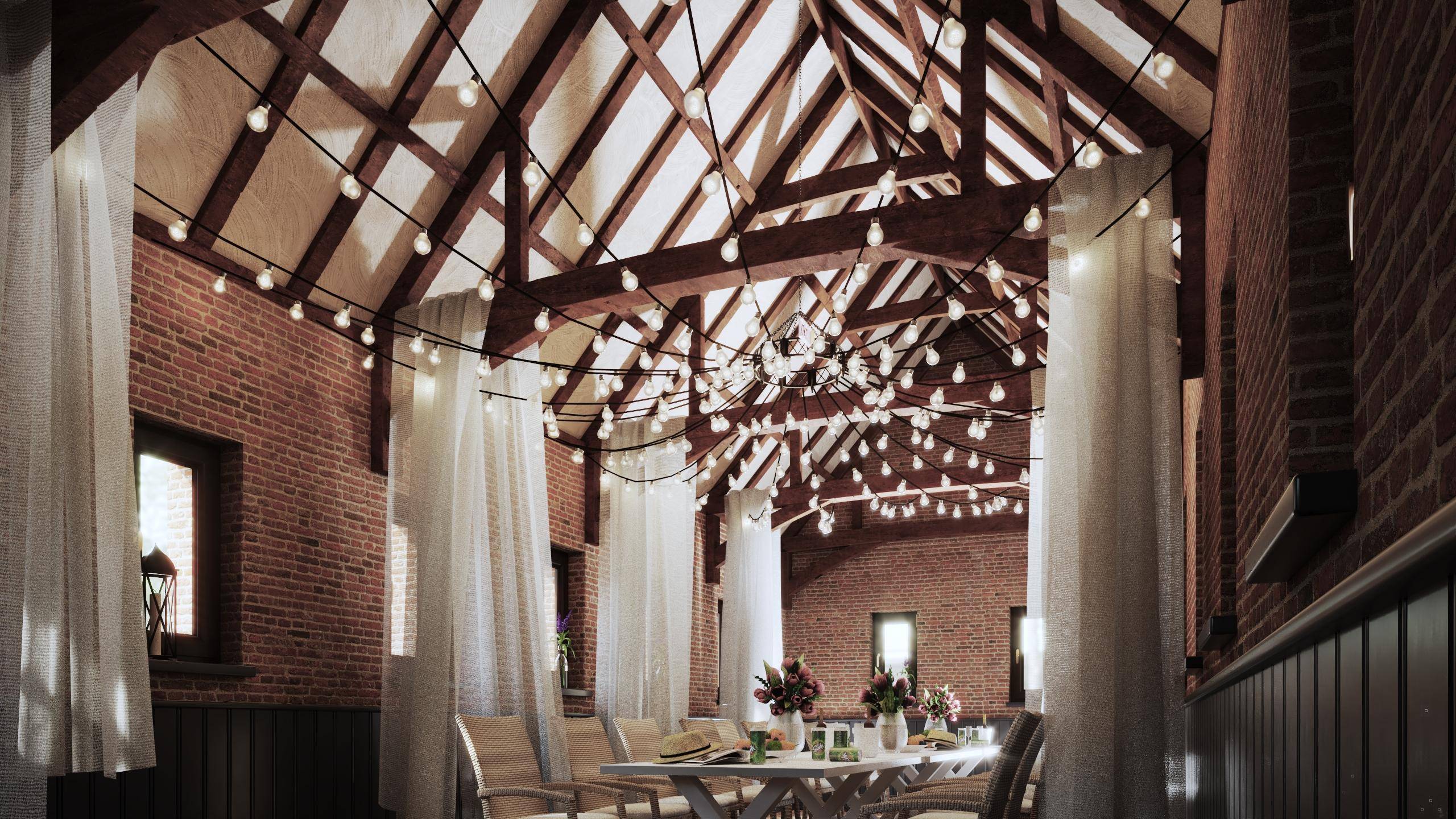 Cables showing catenary curves