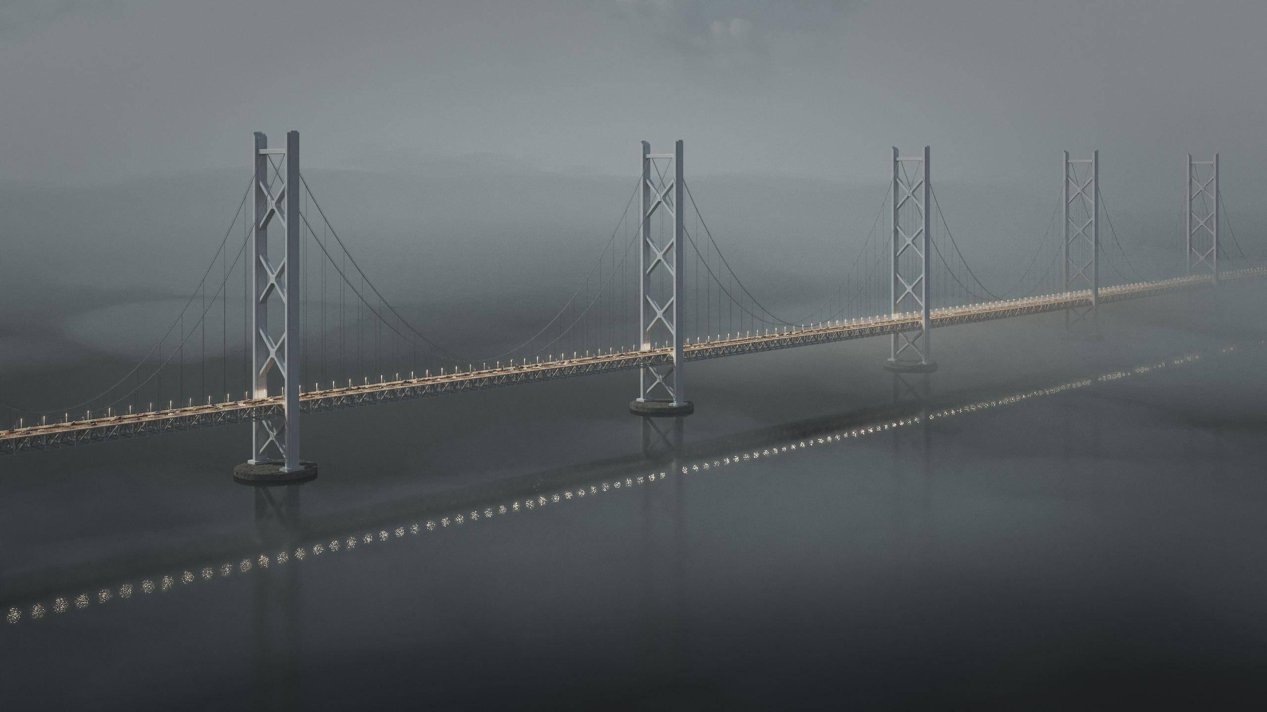 A suspension bridge created using shape and cantenary nodes
