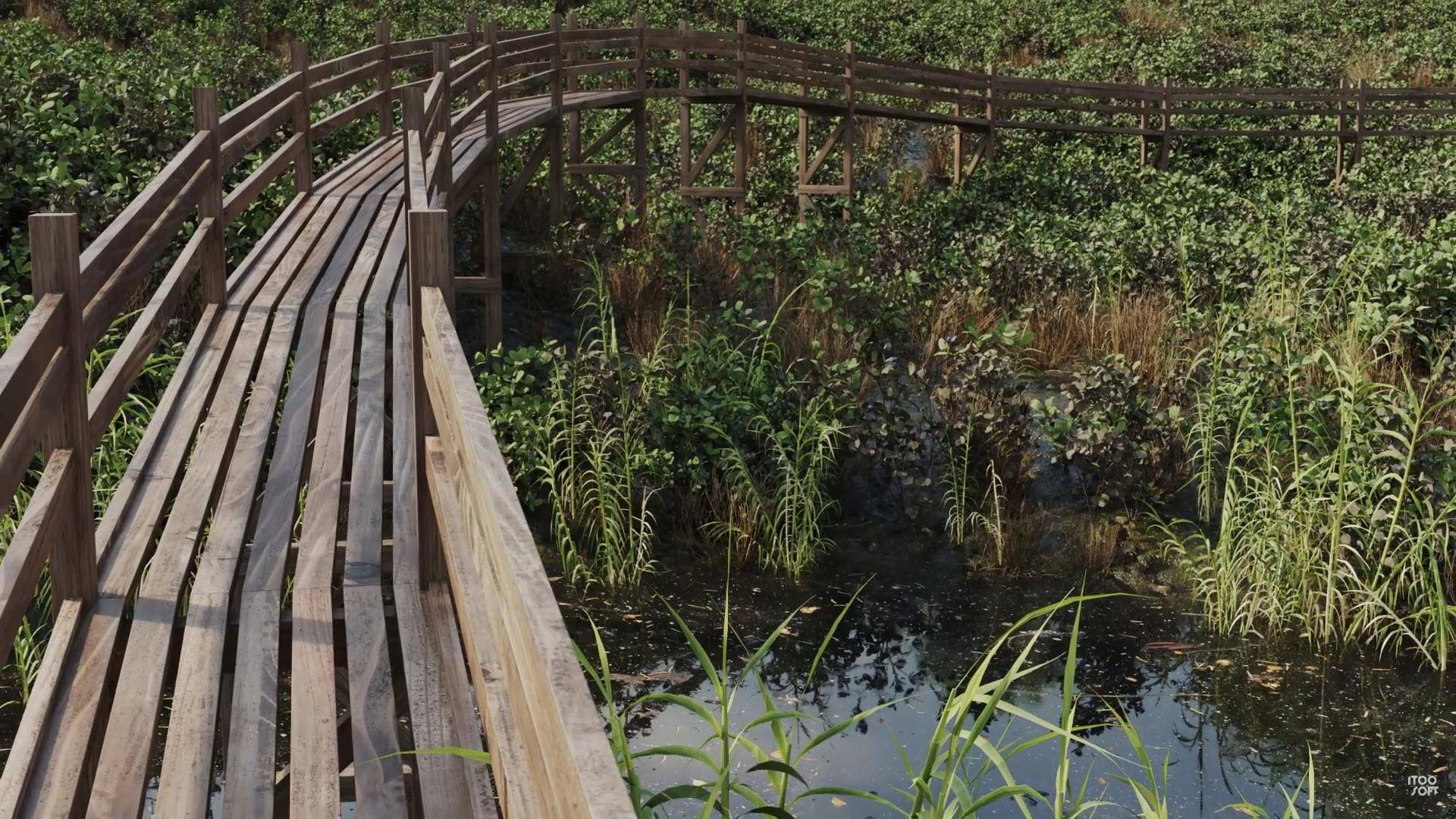 An image showing a bridge conforming to a terrain in RailClone