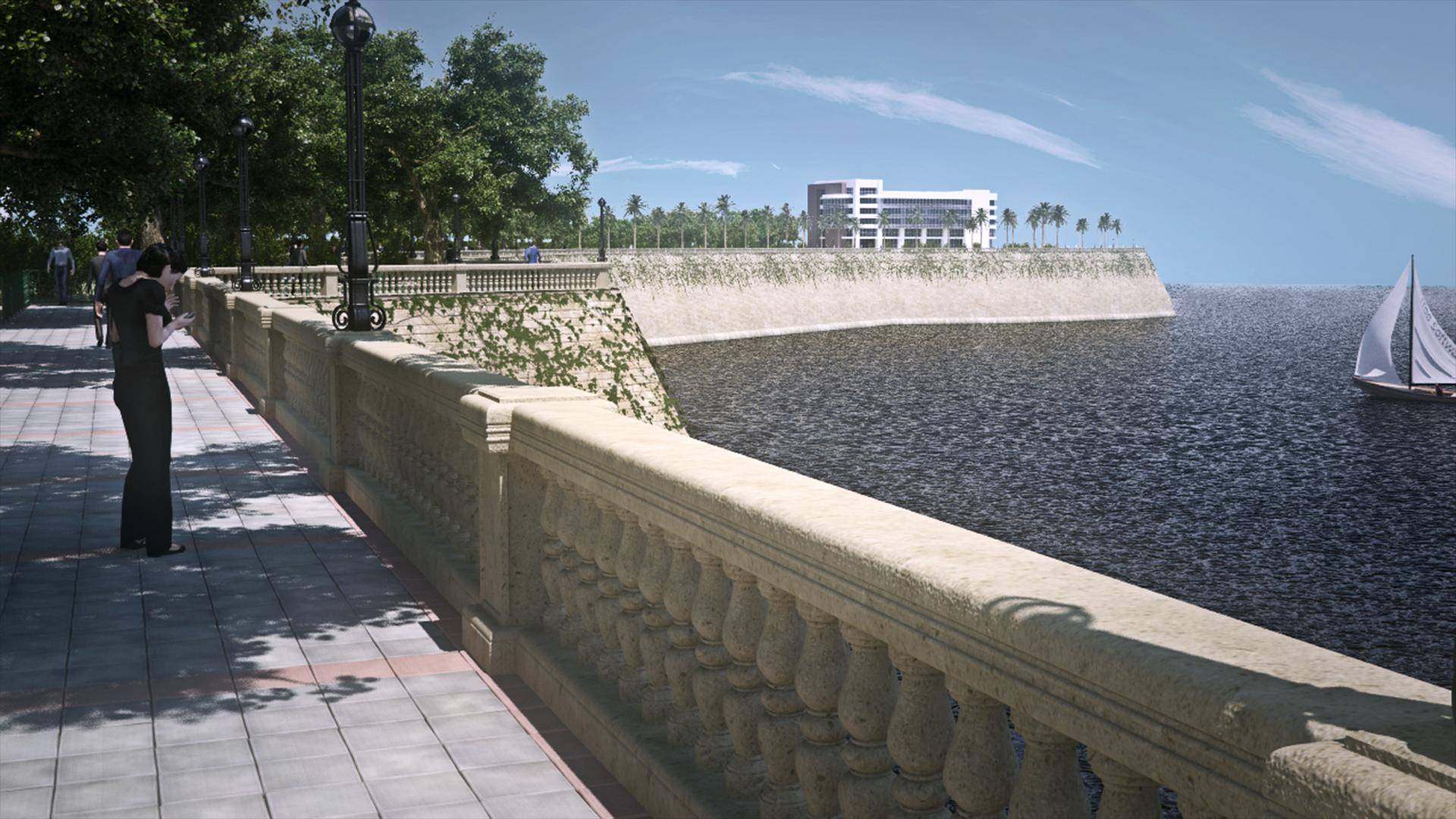 Create a seaside promenade