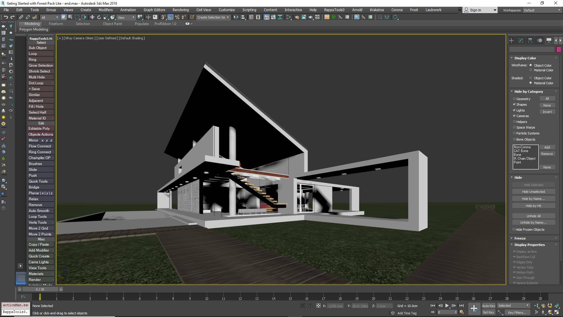 The Starting scene with Forest Pack or RailClone objects