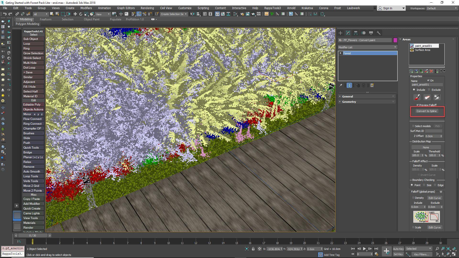 Converting paint areas to splines