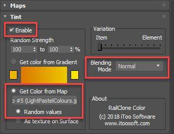 RailClone colour setup for colour extraction