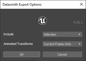 Datasmith Export Options