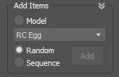 Options when adding items