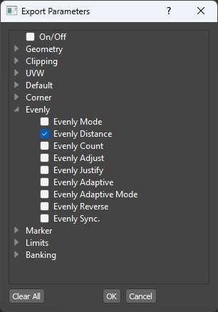 The Export Parameters UI